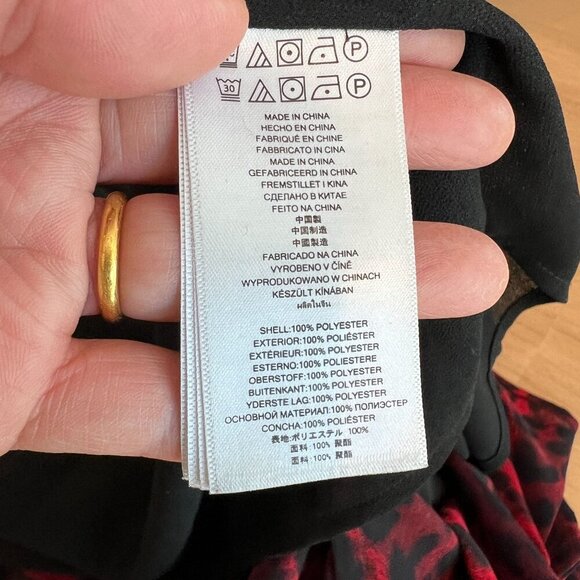 Michael Michael Kors Animal Print Smocked Waist Dress MEDIUM Red Blaze - Picture 9 of 12